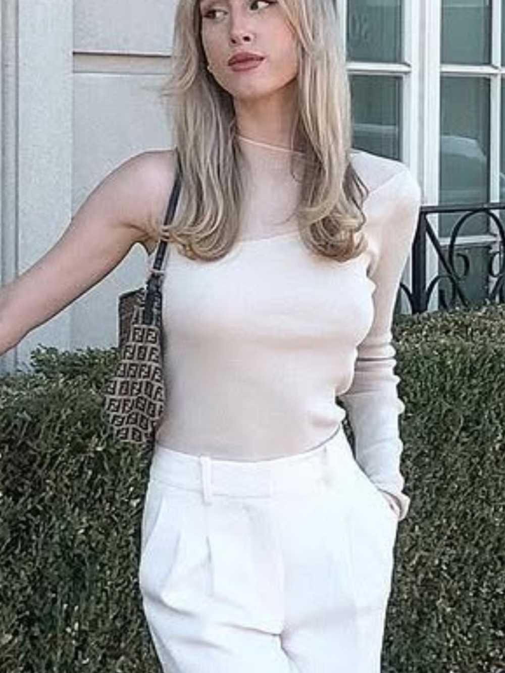 Cream Zara One Shoulder Top